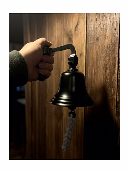 Personalized Antique Black Metal Ship Anchor Bell Wall Hanging Door Bell Small Size-2
