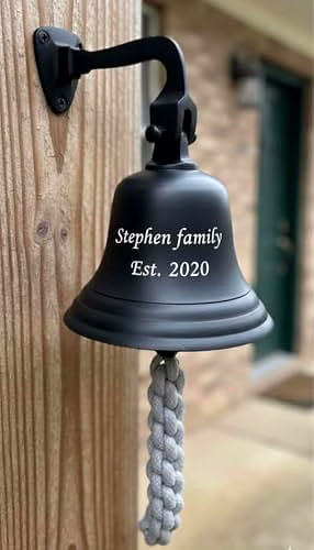 Personalized Antique Black Metal Ship Anchor Bell Wall Hanging Door Bell Small Size image 4