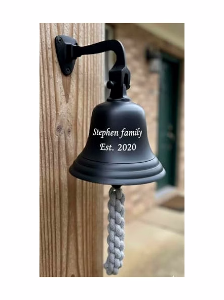 Personalized Antique Black Metal Ship Anchor Bell Wall Hanging Door Bell Small Size-3