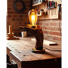 qarzun handmade driftwood table lamp: natural wood sculpture lighting