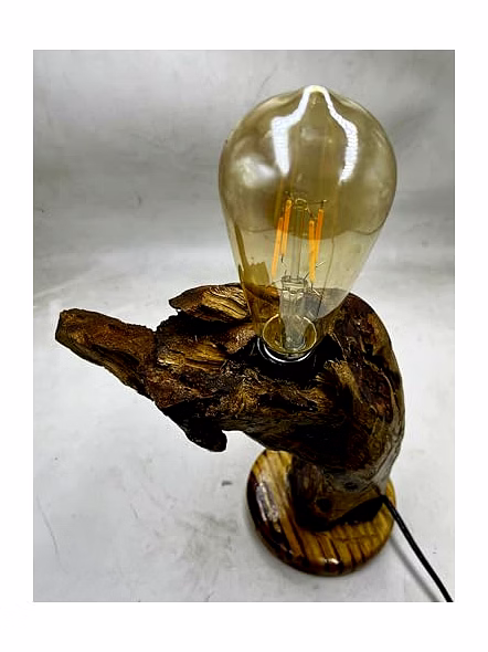 Handmade Driftwood Table Lamp: Natural Wood Sculpture Lighting
