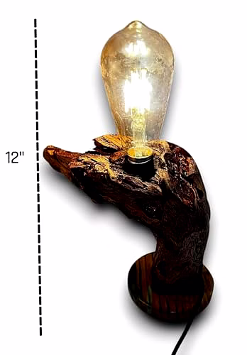 Handmade Driftwood Table Lamp: Natural Wood Sculpture Lighting image 3
