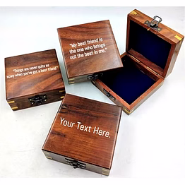 qarzun rustic personalized wooden storage box, 10 x 10 x 4 cm, for arts & crafts