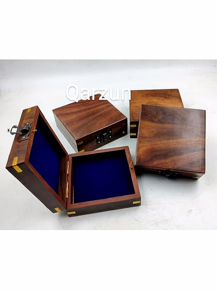 Rustic Personalized Wooden Storage Box, 10 x 10 x 4 cm, For Arts &amp; Crafts