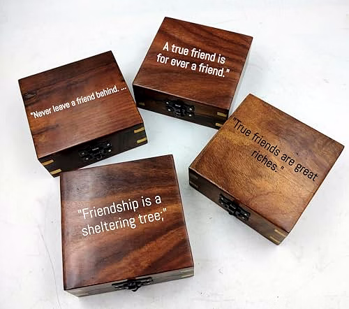 Rustic Personalized Wooden Storage Box, 10 x 10 x 4 cm, For Arts & Crafts image 5