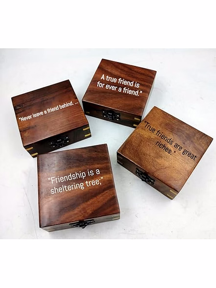 Rustic Personalized Wooden Storage Box, 10 x 10 x 4 cm, For Arts &amp; Crafts-4