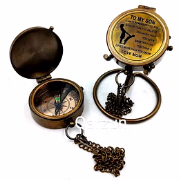 qarzun to my son love mom antique nautical vintage directional magnetic compass with famous scripture quote engraved baptism gifts with display stand for loved ones, son, father, love
