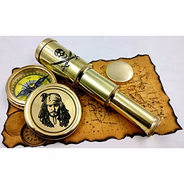 qarzun captain jack sparrow brass compass with mini 2 fold telescope pirates lovers kit