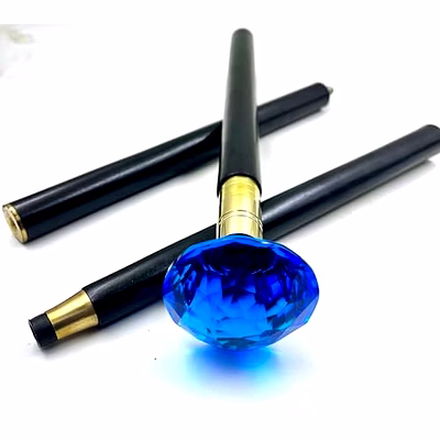 qarzun victorian style walking stick cobalt acrylic crystal blue cut glass handle walking cane