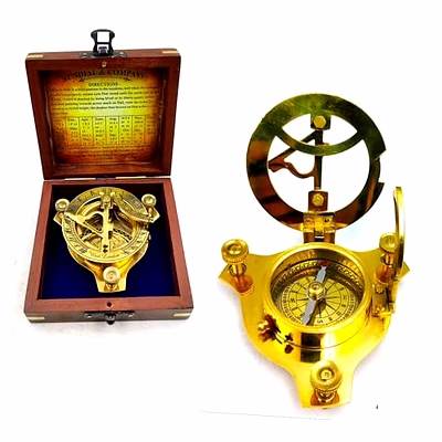 qarzun sundial compass for hiking, 3 inches nautical compass for outdoor, pocket compass for hiking, camping maritime vintage brass sundial compass