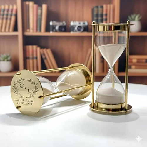qarzun personalized brass hourglass – 5 minute fillable sand timer, wedding sand ceremony set, custom for wife, wedding gift