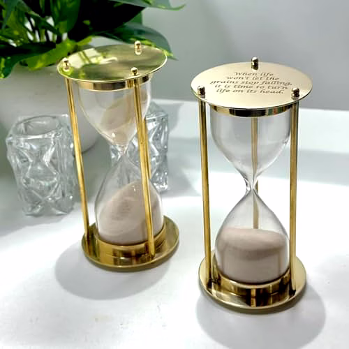 Personalized Brass Hourglass – 5 Minute Fillable Sand Timer, Wedding Sand Ceremony Set, Custom for Wife, Wedding Gift image 2