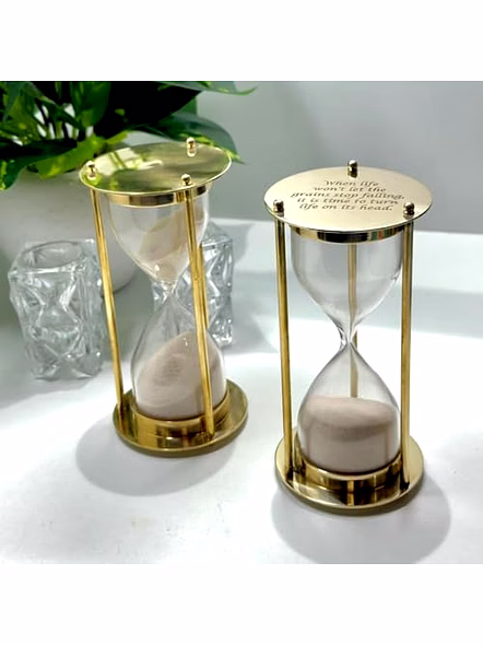 Personalized Brass Hourglass – 5 Minute Fillable Sand Timer, Wedding Sand Ceremony Set, Custom for Wife, Wedding Gift-1