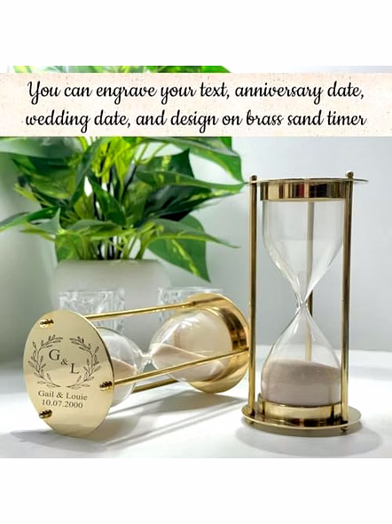 Personalized Brass Hourglass – 5 Minute Fillable Sand Timer, Wedding Sand Ceremony Set, Custom for Wife, Wedding Gift-2