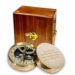 qarzun personalized sundial compass with wood box brass nautical birthday gift for your loved ones