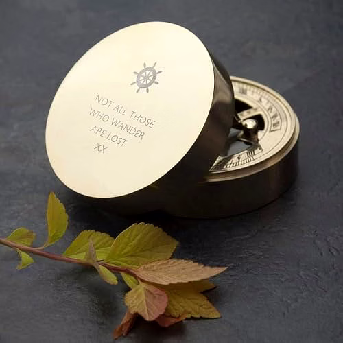 Personalized Sundial Compass with Wood Box Brass Nautical Birthday Gift for Your Loved Ones image 5