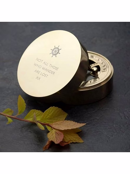 Personalized Sundial Compass with Wood Box Brass Nautical Birthday Gift for Your Loved Ones-4