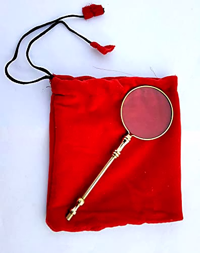 qarzun ascent gifts brass magnifying glass vintage magnifier pocket portable with velvet pouch bag gift