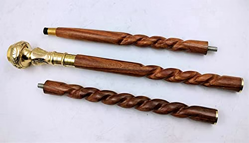 Travelers Compass Gentleman's Walking Stick,36Inch,Brass Handle&Hardwood Cane,Victorian Handle Designer Antique Wooden Compass Handle Walking Stick Vintage Cane image 3