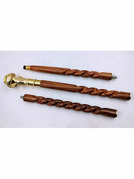 Travelers Compass Gentleman's Walking Stick,36Inch,Brass Handle&amp;Hardwood Cane,Victorian Handle Designer Antique Wooden Compass Handle Walking Stick Vintage Cane-2