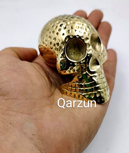 Brass Skull Style Paper Weight Table Desk Decorative 250Gms image 4