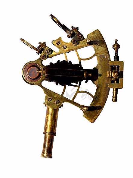 Ascent Gifts Antique Brass Nautical Sextant with Wooden Box Collectible Gift 5"
