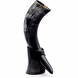 qarzun handmade drinking animal horn beer mug with stand (multicolor)