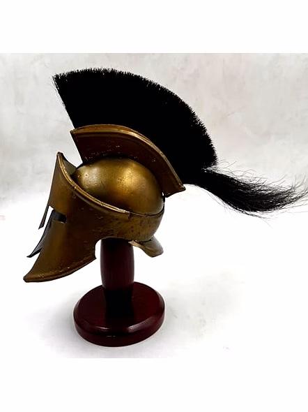 Metal Mini 300 Movie Spartan Helmet with Wood Stand Table Desk Decorative-2