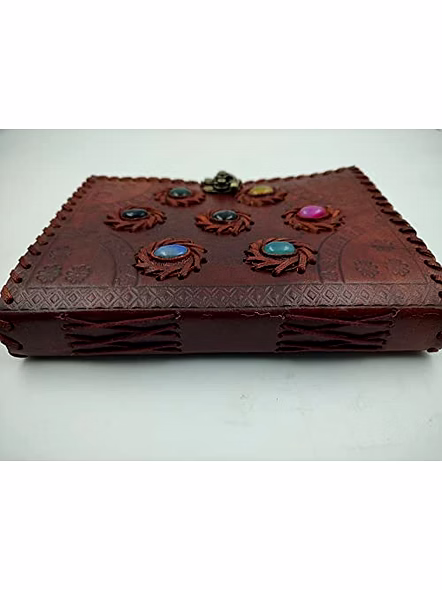 Ascent Gifts 7 Stone Chakra Embossed Handmade Leather Journal Notebook diary Spell Book Gift C Lock Book Celtic Design Sketchbook Blank Journal-2