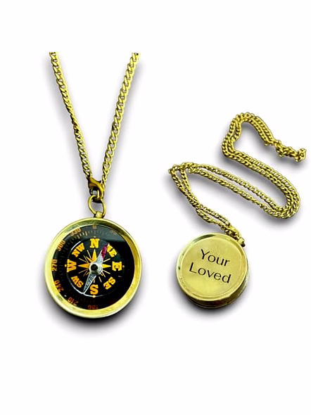 Personalized Brass Locket Pocket Compass with Chain Pendant Nautical Birthday Gift for Your Loved Ones