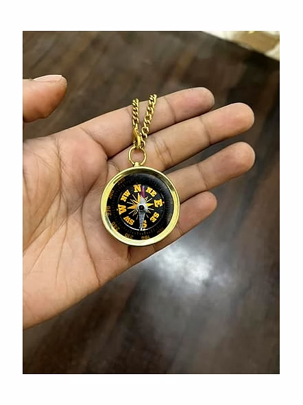 Personalized Brass Locket Pocket Compass with Chain Pendant Nautical Birthday Gift for Your Loved Ones-2