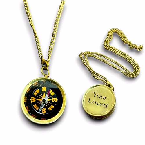 Personalized Brass Locket Pocket Compass with Chain Pendant Nautical Birthday Gift for Your Loved Ones image 4
