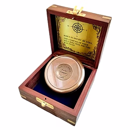qarzun ascent gifts antique brown finish brass 3" compass - maritime stanley london 1885 gift item with wood box