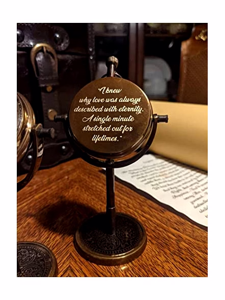 Personalized Table Clock - Engraved Office Desk Small Clock - Minimalist Desktop Clock - Brass Finish Antique - 5.1" - Meaningful Gift for Loved One