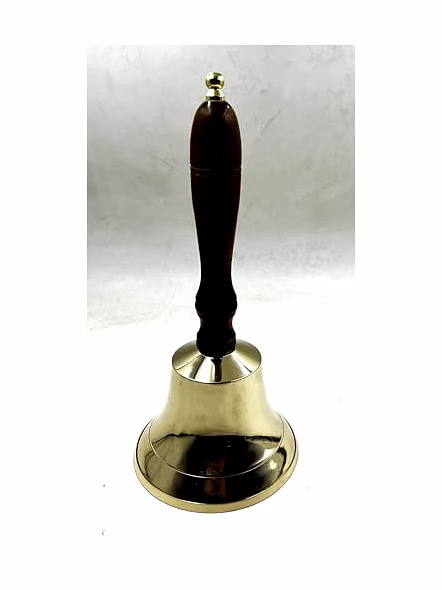 Large &amp; Heavy Solid Brass Loud Hand Call Bell for Weddings, Christmas, School 11"(H) 5"(D) Polished Brass-1