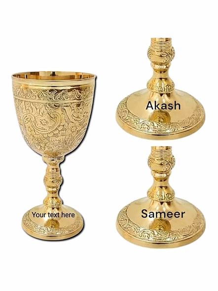 Engraved Name Brass Goblet Embossed Design,Premium Goblet Champagne Flutes Coupes Wine Drinking Glass,Tumbler Cups for Water-3