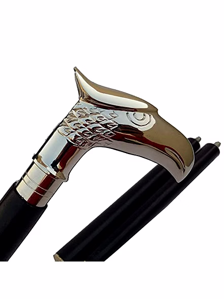 S.S. COLLECTIBLESVintage Antique Eagle Twist Walking Cane Wooden Walking Stick Silver Black Brass GIFF for Unisex-Qarzun1081