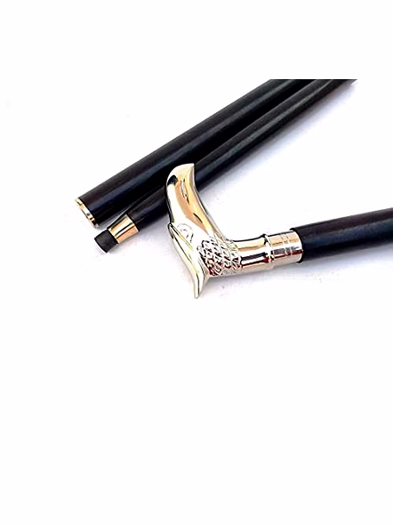 S.S. COLLECTIBLESVintage Antique Eagle Twist Walking Cane Wooden Walking Stick Silver Black Brass GIFF for Unisex-1