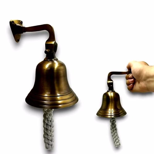 qarzun brass wall hanging bell (4 inch, brown)