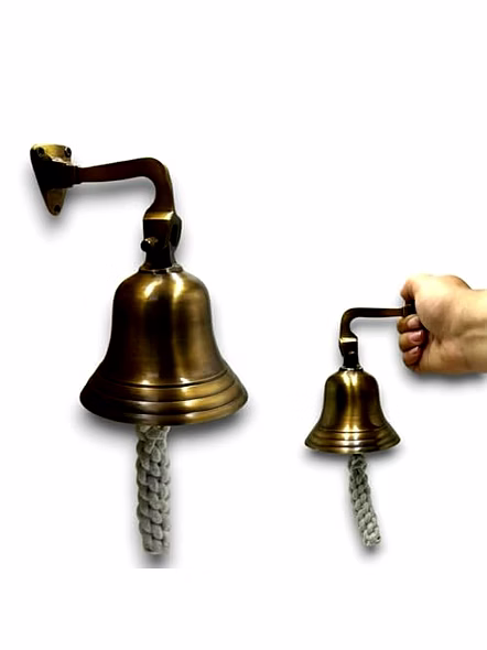 Brass Wall Hanging Bell (4 inch, Brown)-3