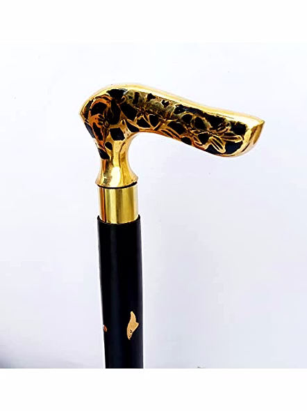 H.E HONEX Derby Brass Handle Wooden Walking Stick Cane 2 Fold Walking Stick Cane for Men and Women Gift