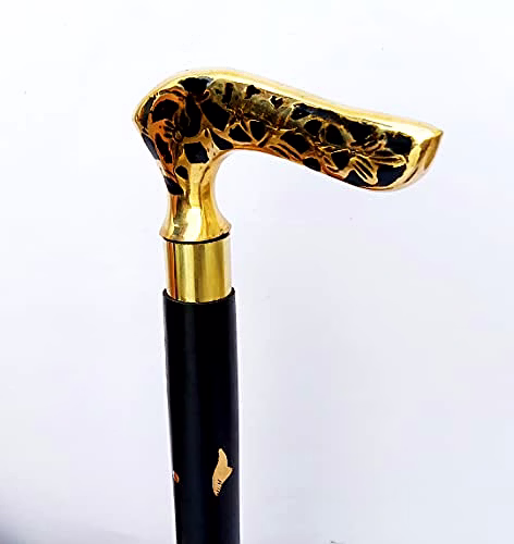 H.E HONEX Derby Brass Handle Wooden Walking Stick Cane 2 Fold Walking Stick Cane for Men and Women Gift image 4