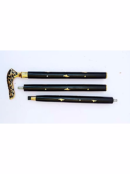 H.E HONEX Derby Brass Handle Wooden Walking Stick Cane 2 Fold Walking Stick Cane for Men and Women Gift-4