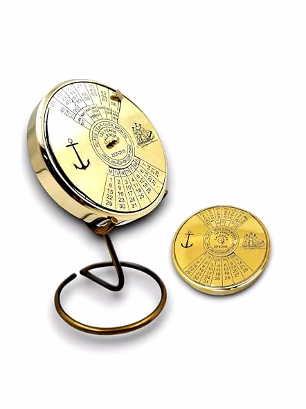 Brass Calendar Collectible 100Yrs Paper Weight Table Decor With Display stand Gift-Qarzun1090