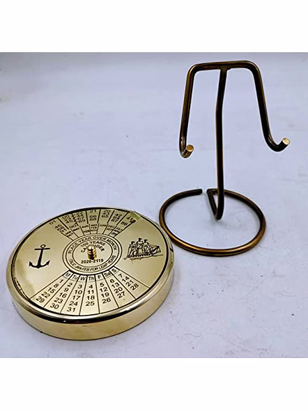 Brass Calendar Collectible 100Yrs Paper Weight Table Decor With Display stand Gift-1