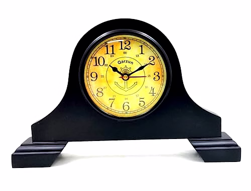 Wood Desk Clock Vintage Table Clock British Style for Students Children Office Workers Travellers Battery Operated - Black image 4