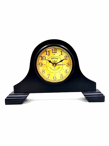 Wood Desk Clock Vintage Table Clock British Style for Students Children Office Workers Travellers Battery Operated - Black-3