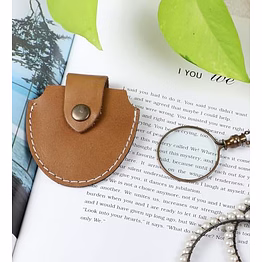 qarzun ascent gifts brass magnifying glass chain magnifier pocket portable with brown leather cover gift