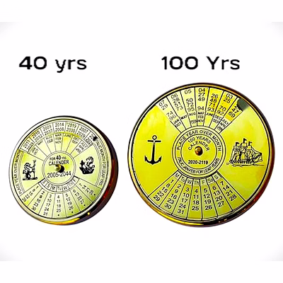 qarzun set of brass 100 yrs & 40 yrs calendar paper weight desktop gift