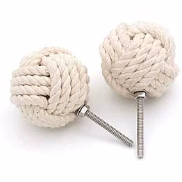 qarzun set of 2 white cotton rope door knobs/rope knot drawer pulls and knobs/pull and push handle knobs for cabinets,